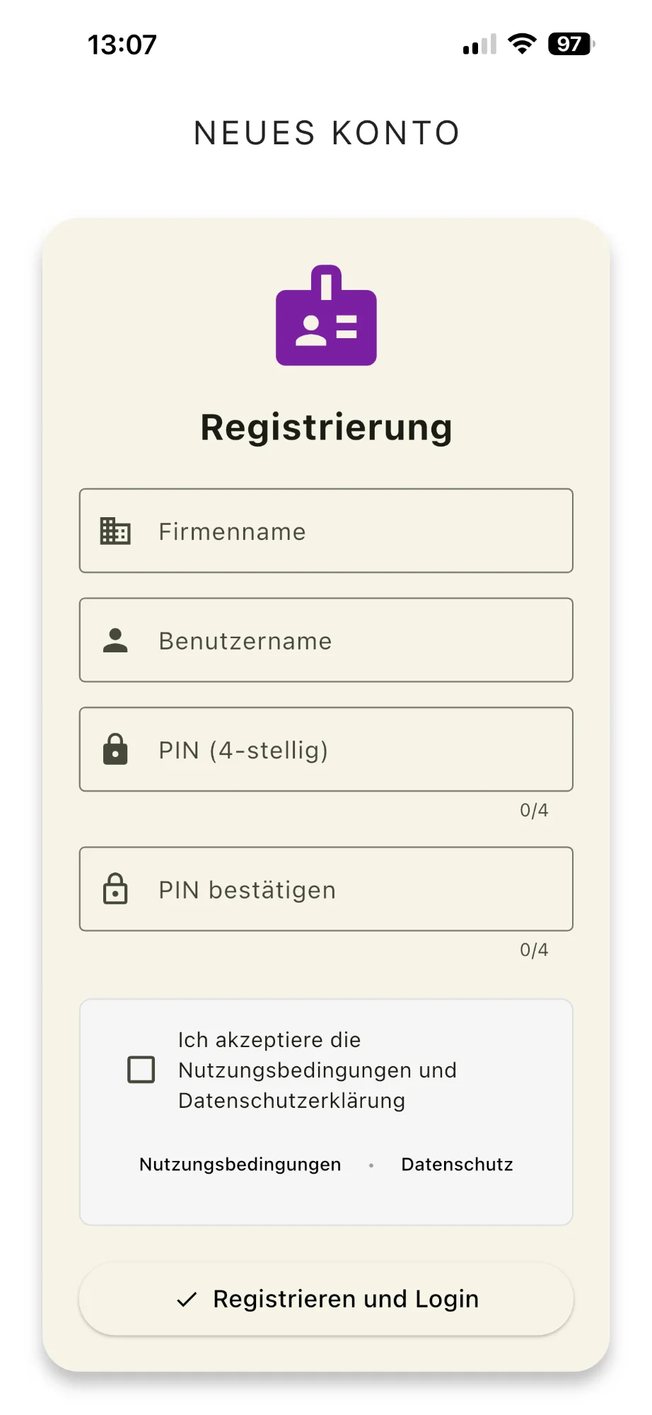 Zeitro Registrierung